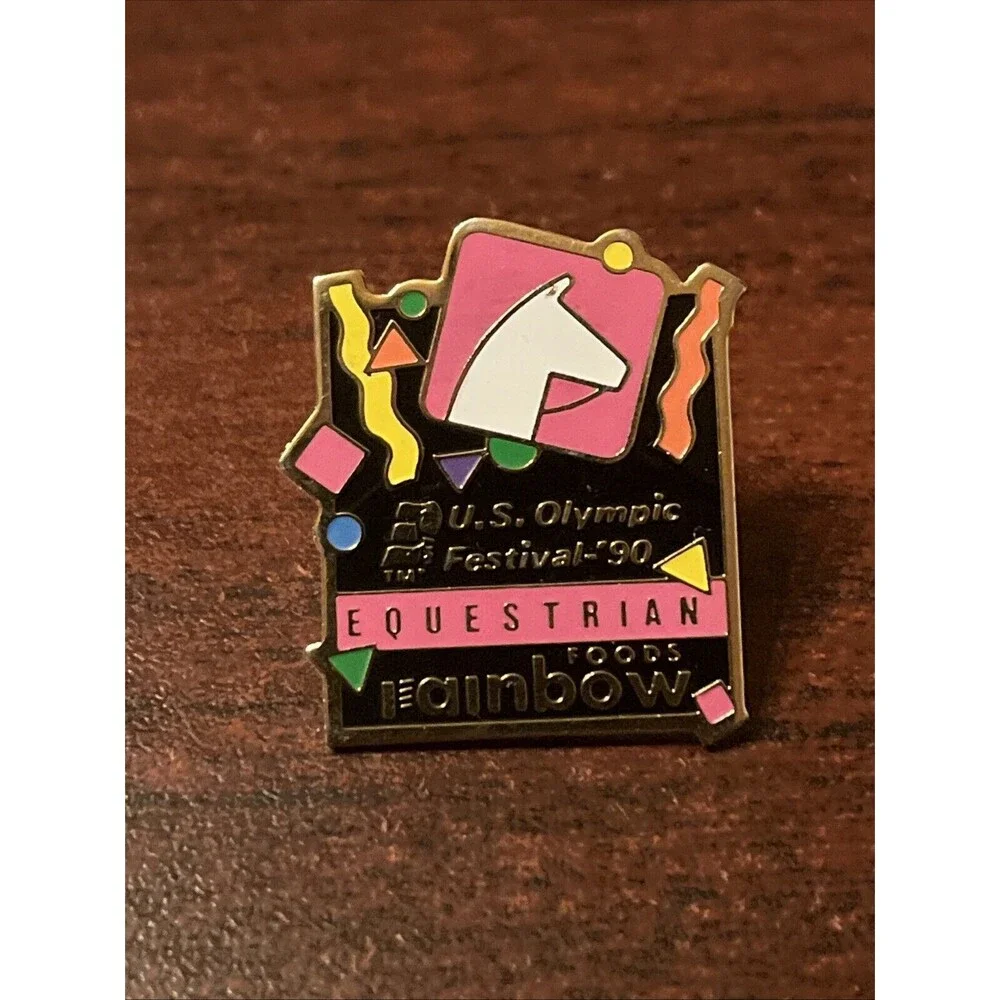 1996 U.S. Olympic Festival 1990 Equestrian Event‎ Rainbow Foods Lapel Hat Pin